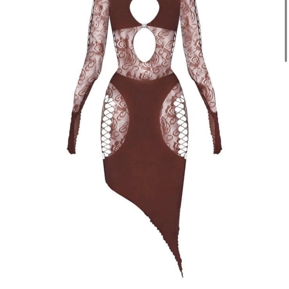 Poster girl Elegant Brown Lace Women Dress